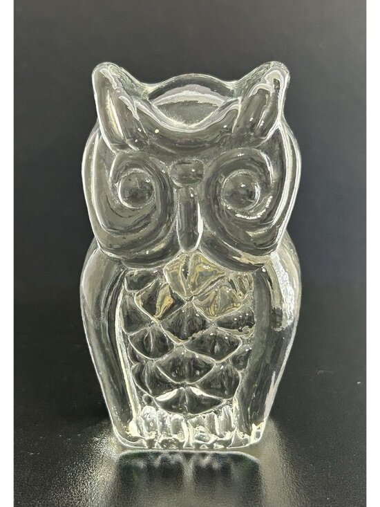 Viking Other - 1970s Viking Clear Glass OWL Figurine Paperweight MCM Bookend Handmade USA 3.5"